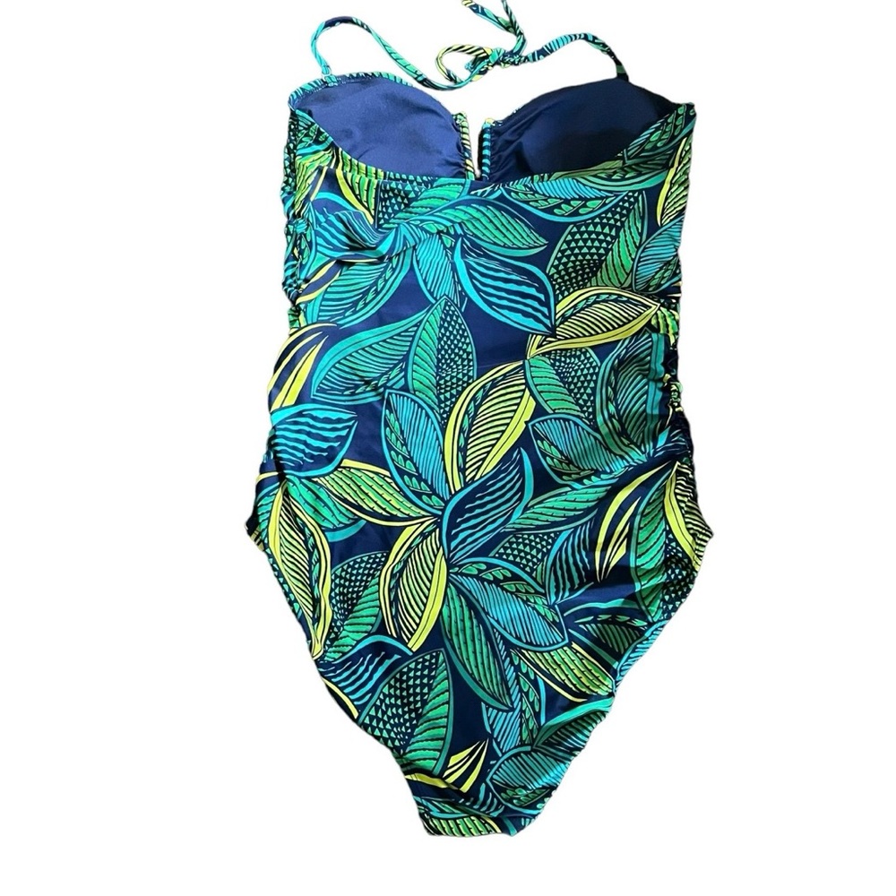 Women’s Tropical Print Halter One Piece Swimsuit Size Medium Beach Summer Lined - Picture 2 of 11